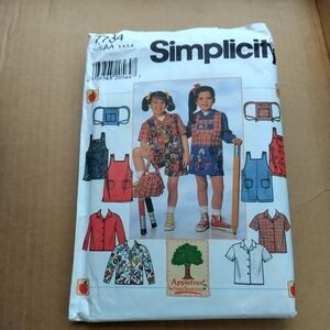 Simplicity Sewing Pattern 7734 Girls Jumper Romper Shirt Bag Sizes 3-6